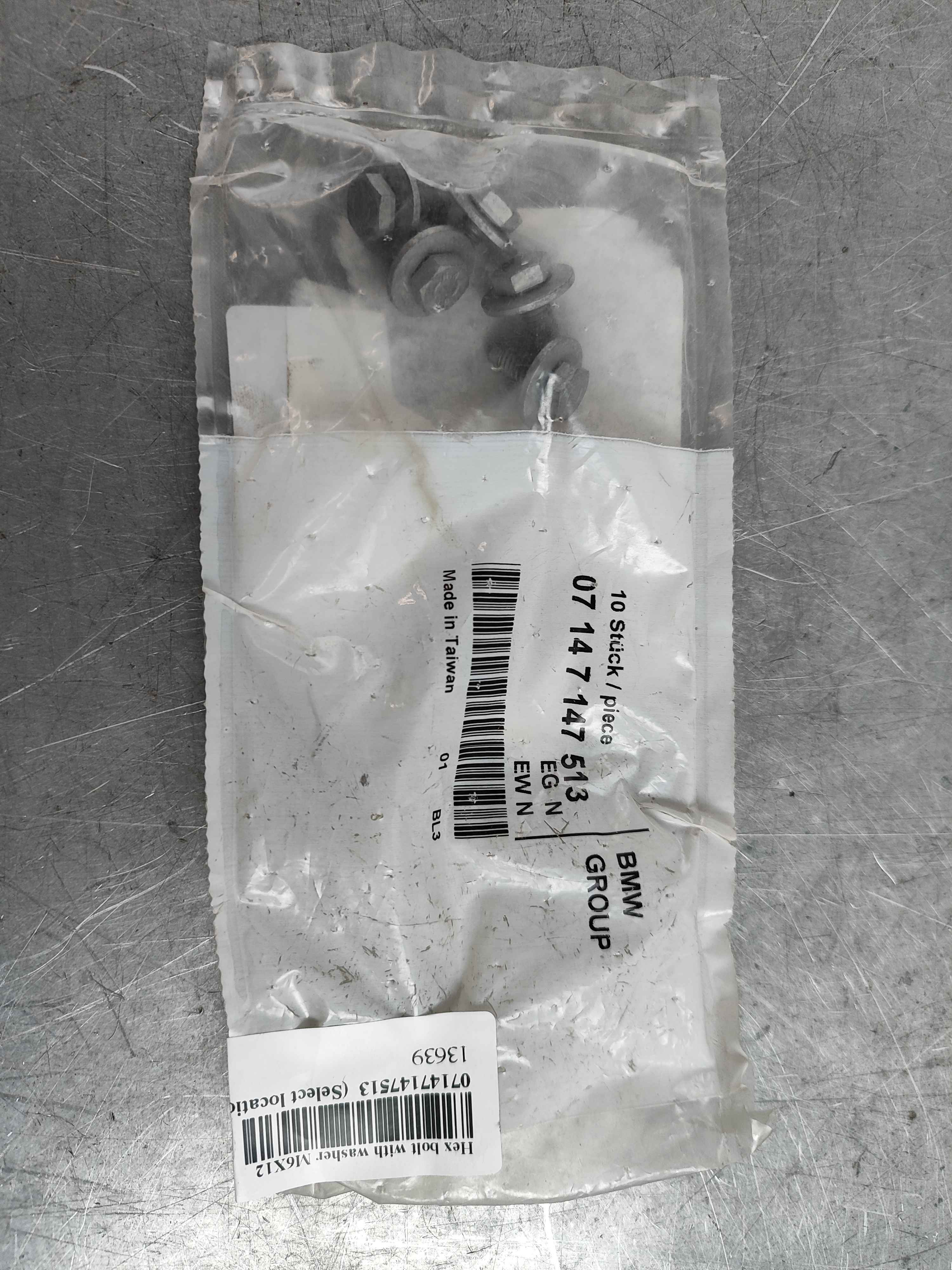 Hex bolt with washer M6X12