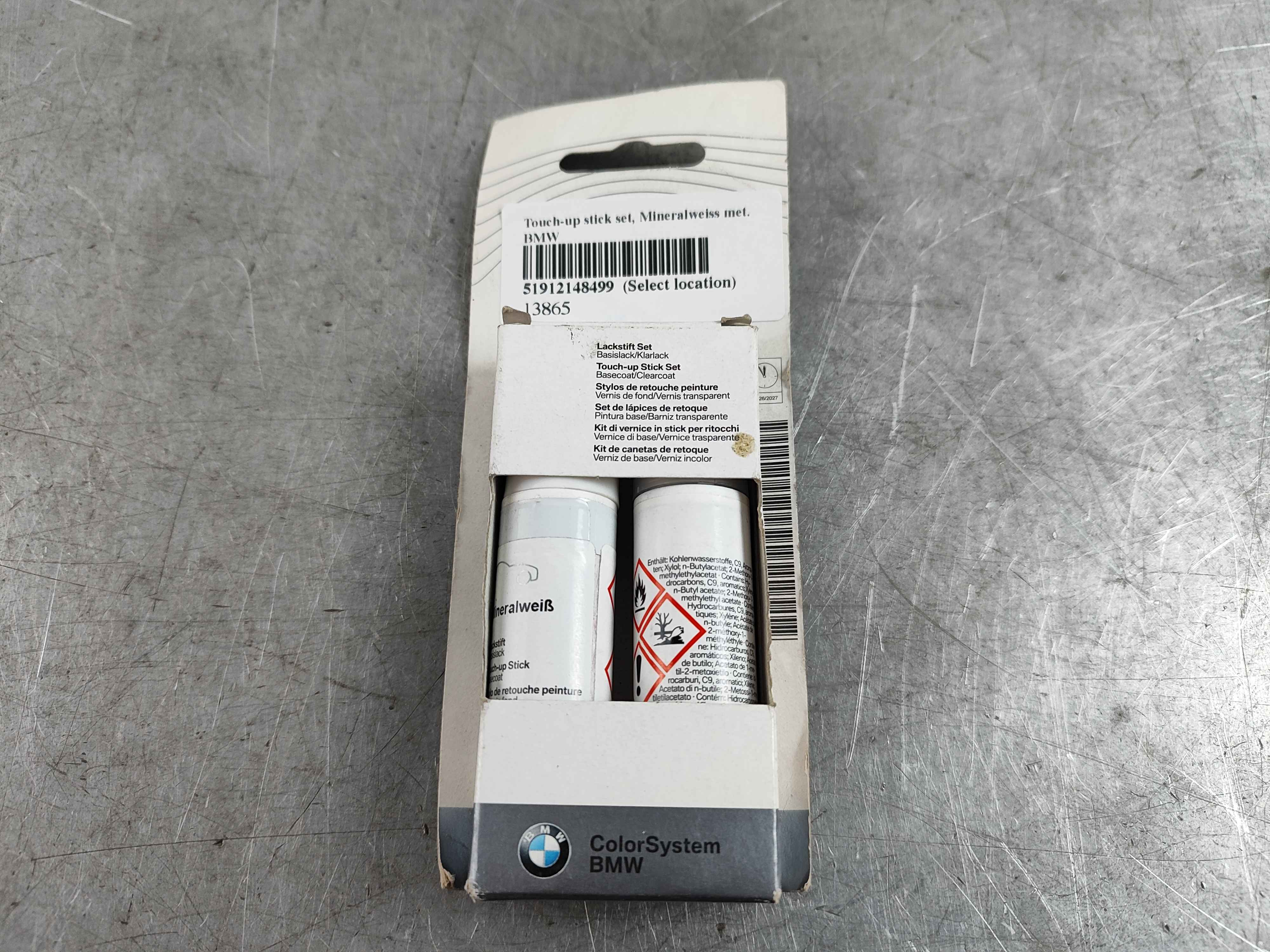 Touch-up stick set, Mineralweiss met. BMW
