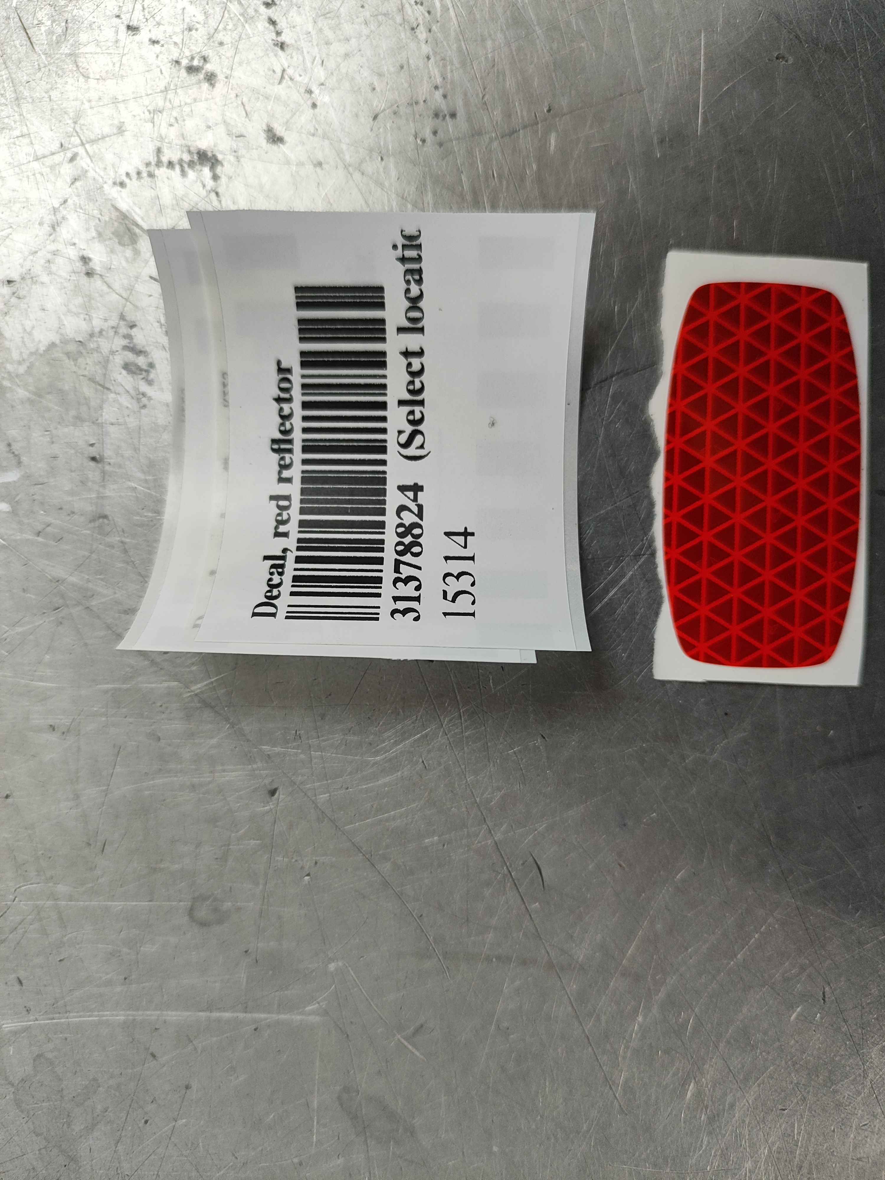 Decal, red reflector