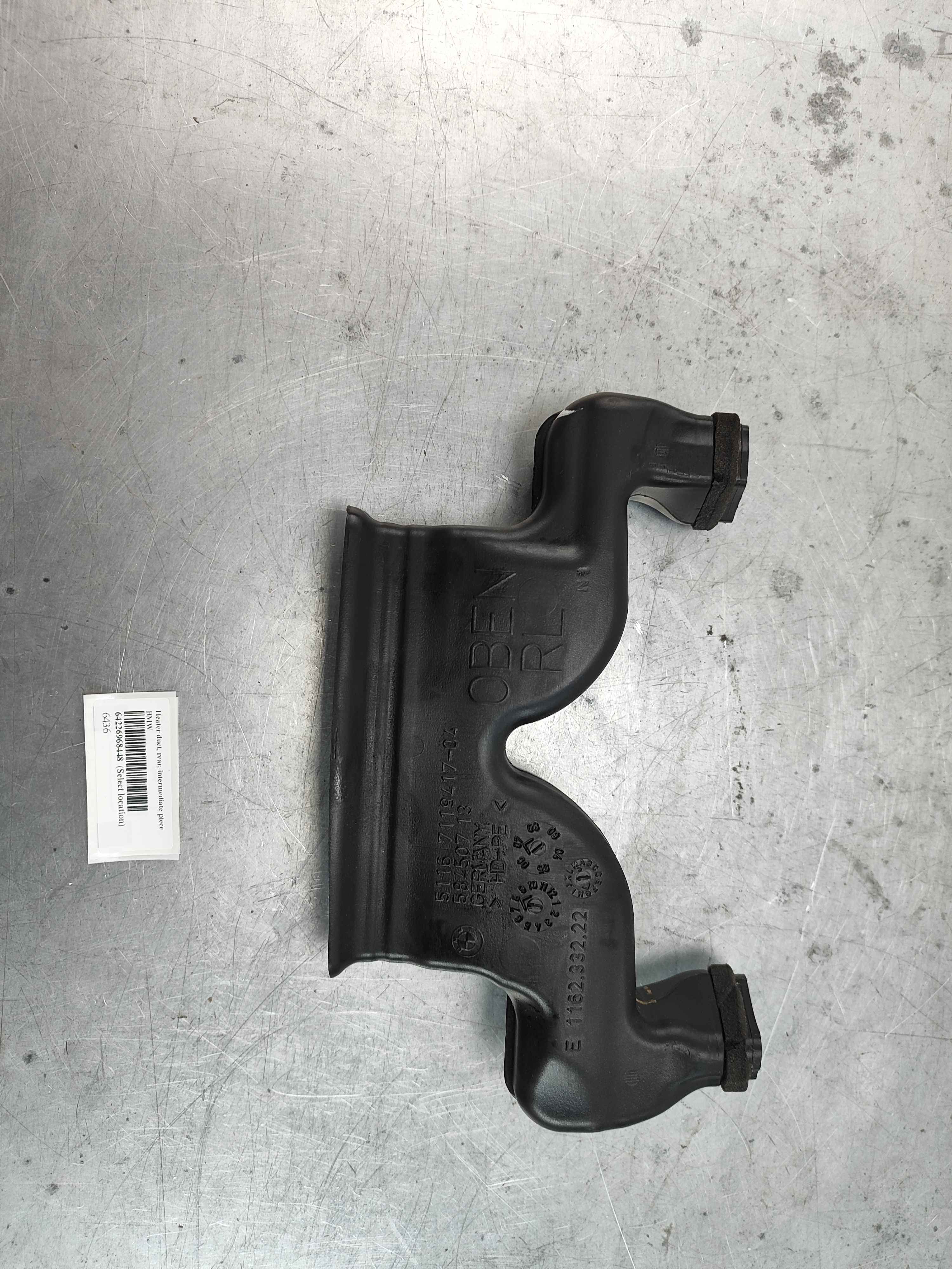 Heater duct, rear, intermediate piece BMW